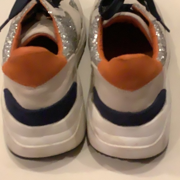 Steve Madden Price Silver Glitter Star Nude Suede Upper Sneakers Size 7.5 - Picture 5 of 7